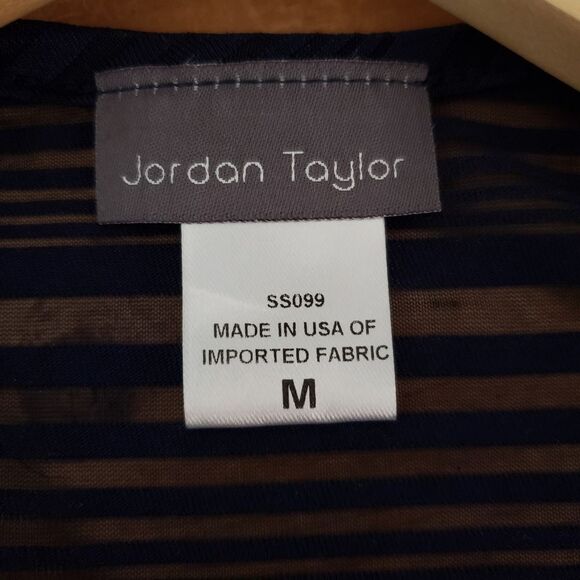 Jordan Taylor Medium Navy Blue Sheer Striped Sleeveless Swim Coverup NWT - Picture 5 of 6